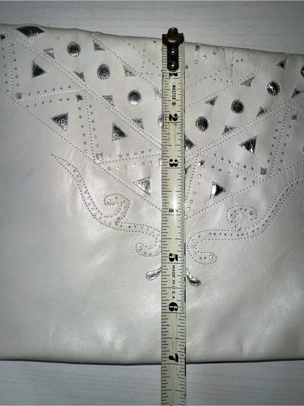 Vintage Caporicci White Western Knee High Boots Game Day Festival Bride Bridal 8